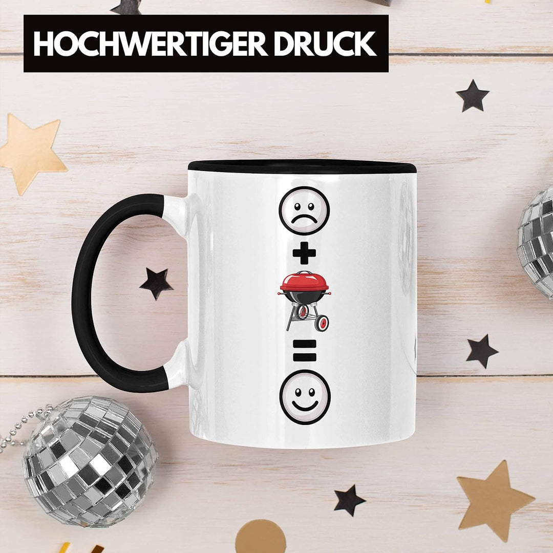 Trendation - Grillen Tasse Geschenk für Männer Grillmeister Fleisch Lustige Geschenkidee :(+ Grillen