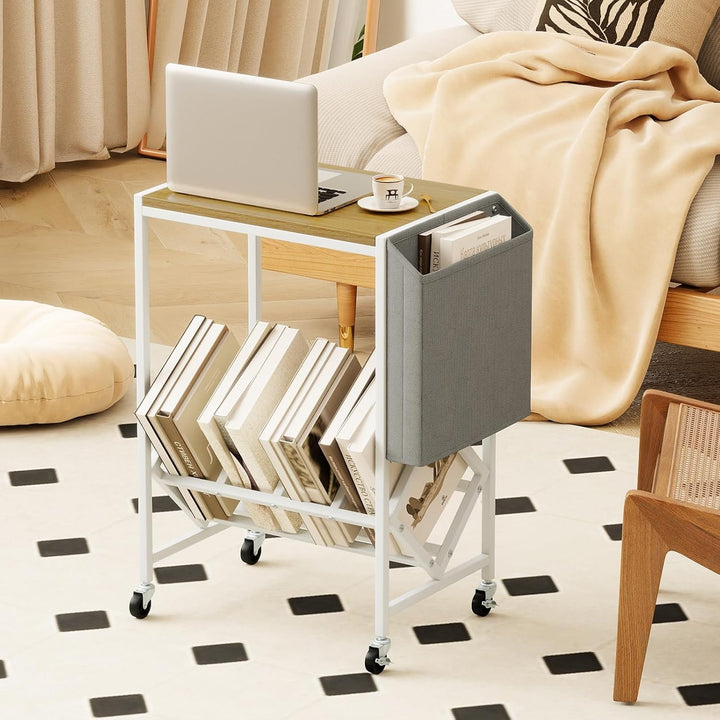 COSTWAY Plattenspieler Regal, Schallplattenregal mit Vinylaufbewahrung & Zeitschriftenhalter, Schall