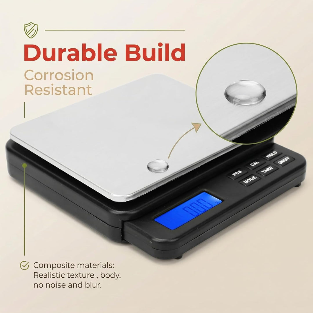 Digitale Lebensmittelwaage, 1000 G / 0,01 G Hochpräzise Mini-Grammwaage, Digitale Küchenwaage, Elekt