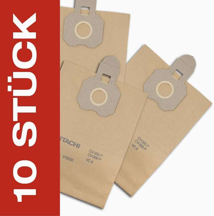 10x Staubsaugerbeutel - Papierfilter für Hitachi CV 400P Pro - 2 lagiger Ersatzfilter für starke Sau