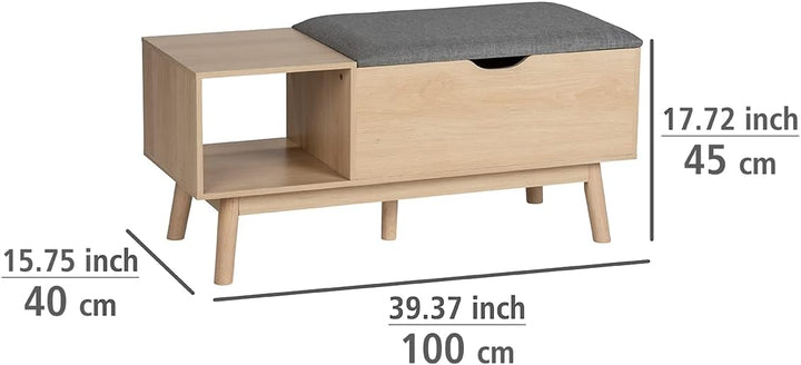 WENKO Sitzbank Edda mit Staufach, moderne Schuhbank mit Sitzpolster und grosszügigem Stauraum für Di