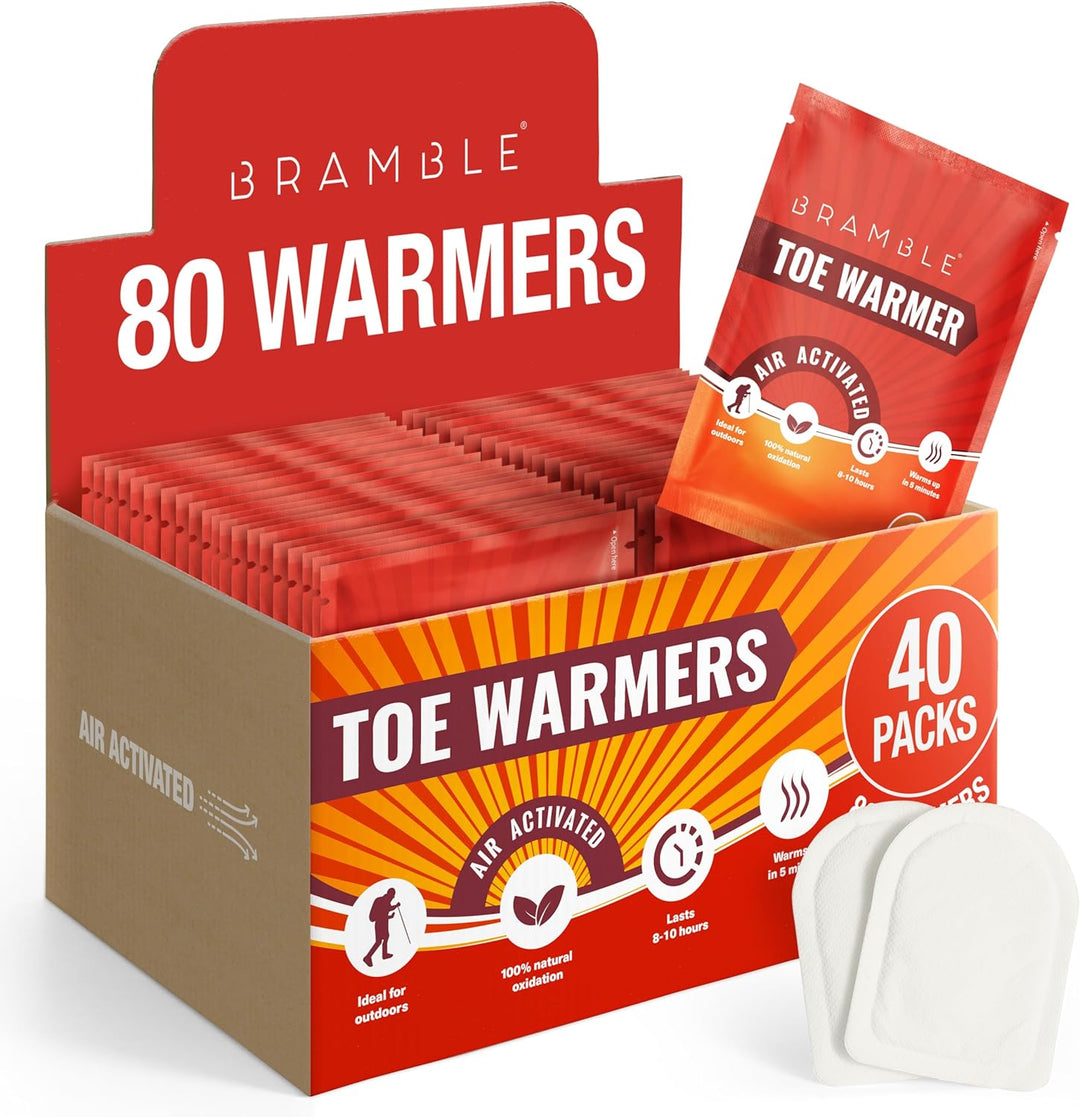 BRAMBLE - 80 Stück Natürliche Luftaktivierte Fusswärmer (40 Paar) - Sohlenwärmer für Outdoor, Wander
