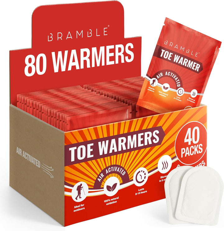 BRAMBLE - 80 Stück Natürliche Luftaktivierte Fusswärmer (40 Paar) - Sohlenwärmer für Outdoor, Wander