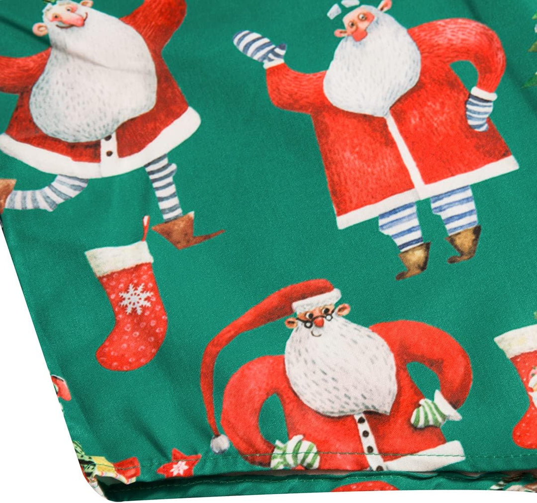 MOHEZ Herren Funky Christmas Print Weihnachtshemd Langarm Button Up Freizeithemd Rentier Santa Schne
