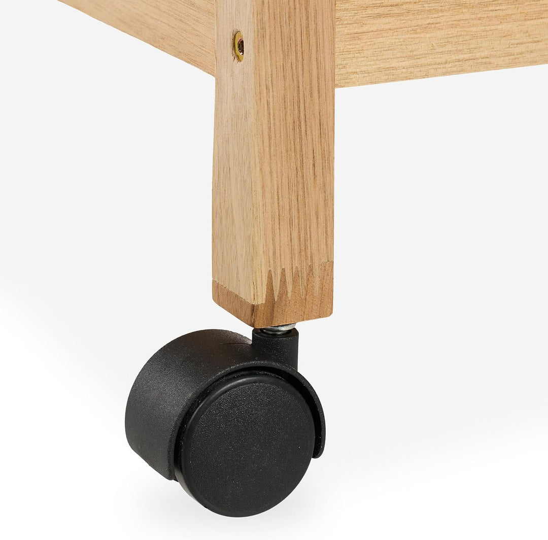 Relaxdays Badregal, Holz, HxBxT: 72 x 65 x 31 cm, Holzregal mit Rollen, 3 Ablagen, Regal für Badezim