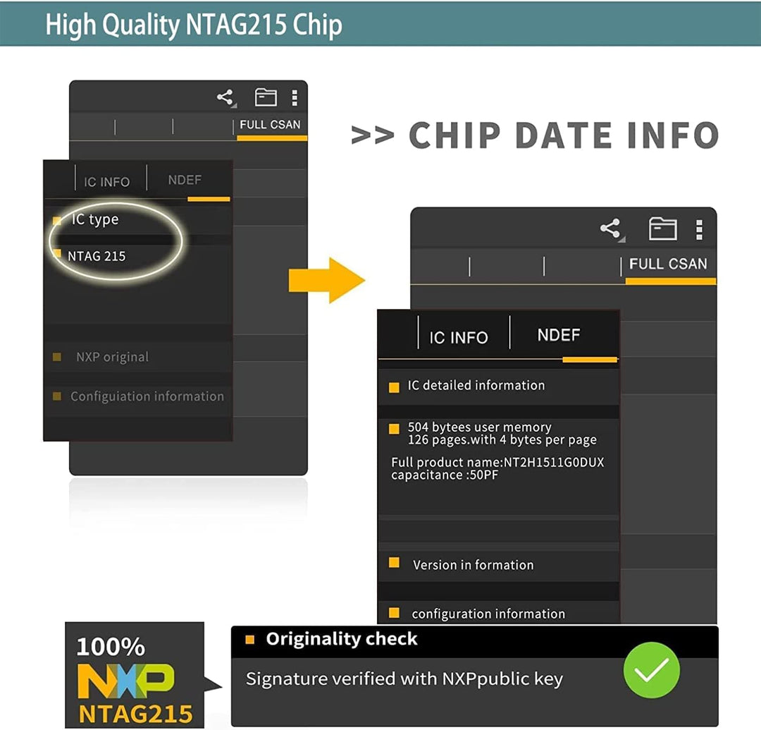 100 Stück NFC Tag Sticker Schwarz NFC Aufkleber Tags Ntag215 Tag NFC Chip 504 Bytes Kompatibel mit T