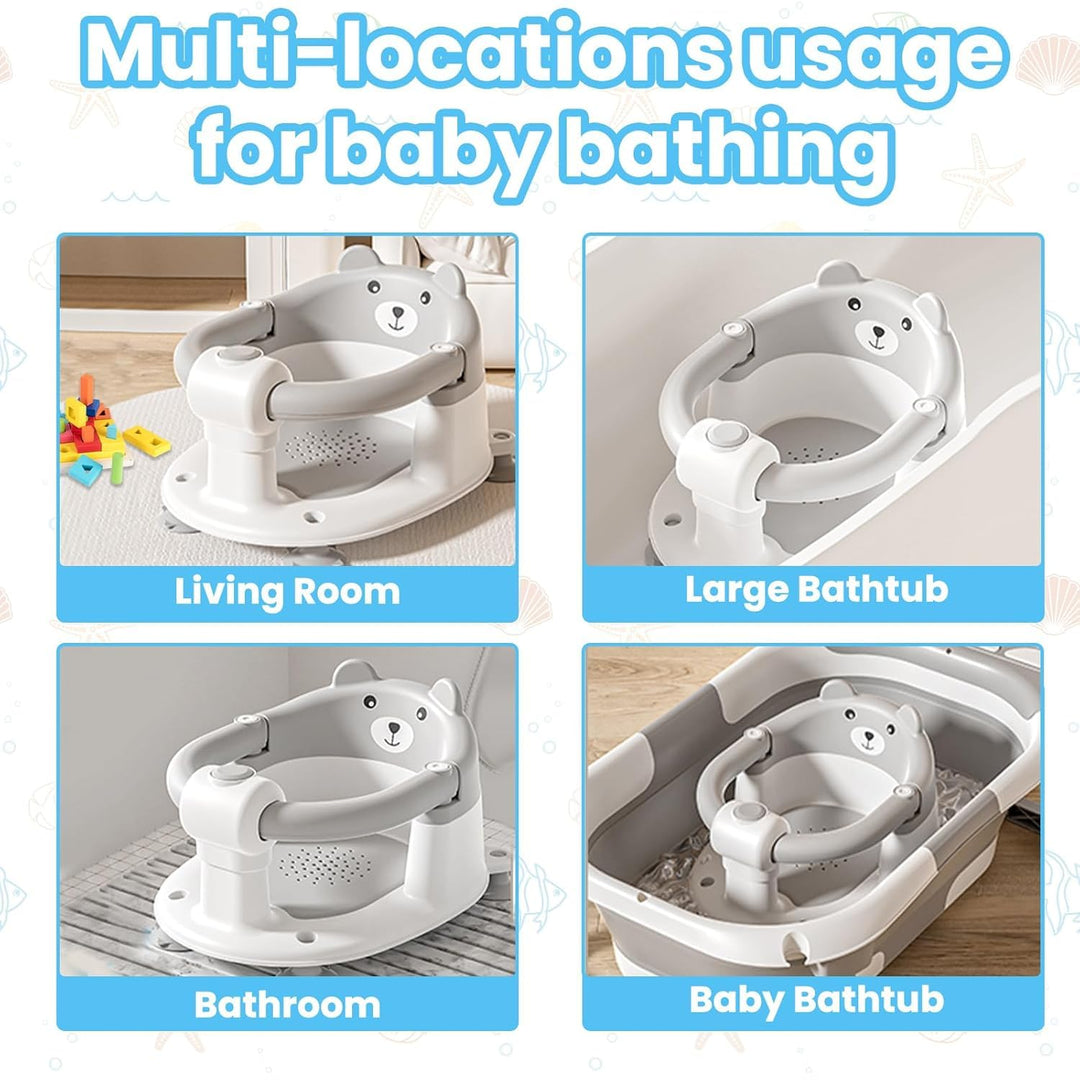 Baby Badewannensitz mit Bären-Design, rutschfest durch 4 Saugnäpfe, gepolsterter Sitz, BPA-frei & sc