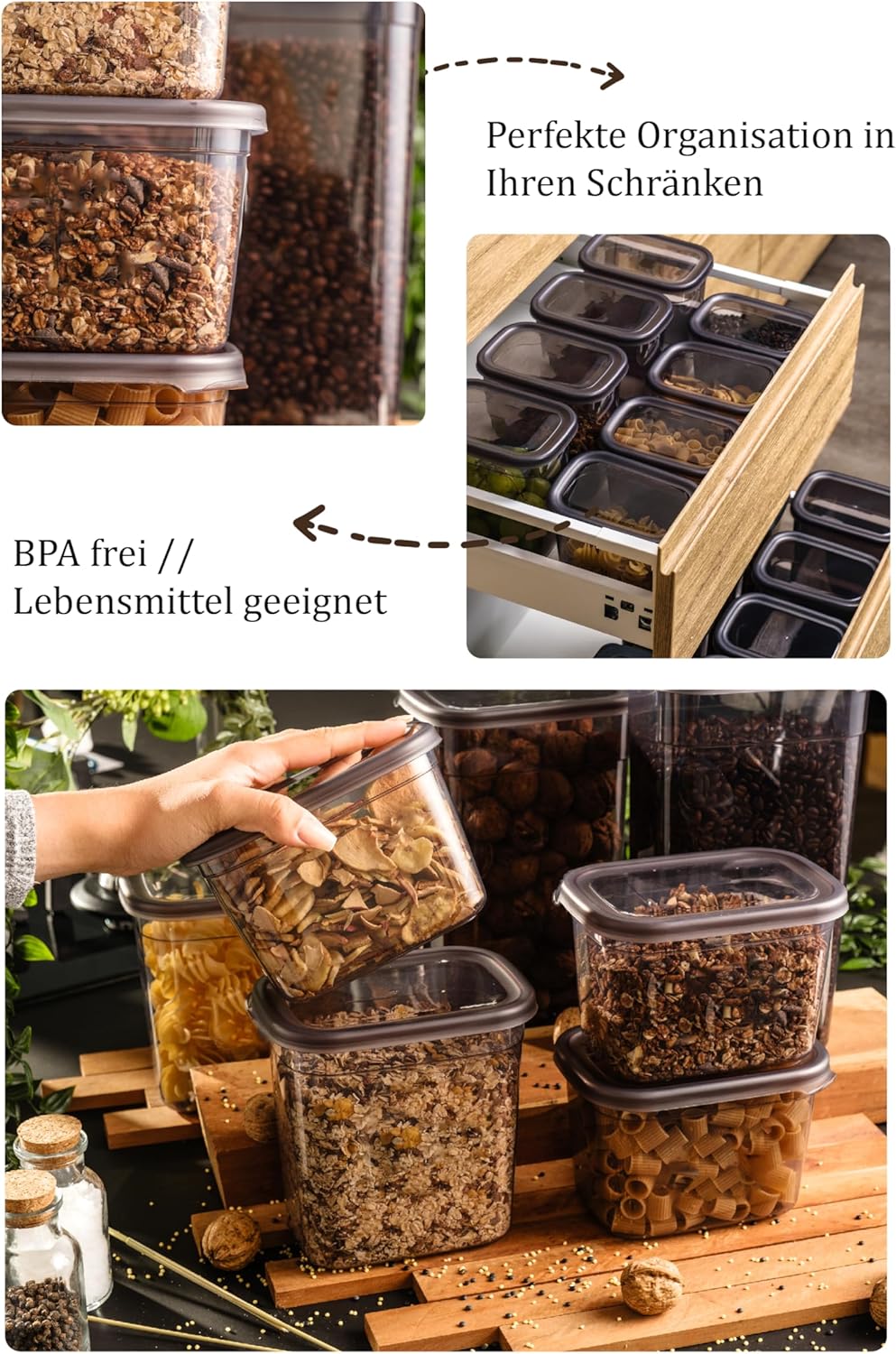 Viwares luftdichte Vorratsdosen mit Deckel | 12er Vorratsbehälter Set | BPA-FREI | Zur Müsli Mehl un