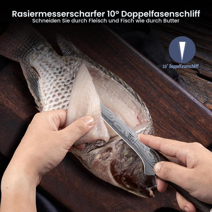 Filetiermesser Rasiermesserscharf 18,3 cm Ausbeinmesser Hochflexibles Filetiermesser aus Hochkohlens