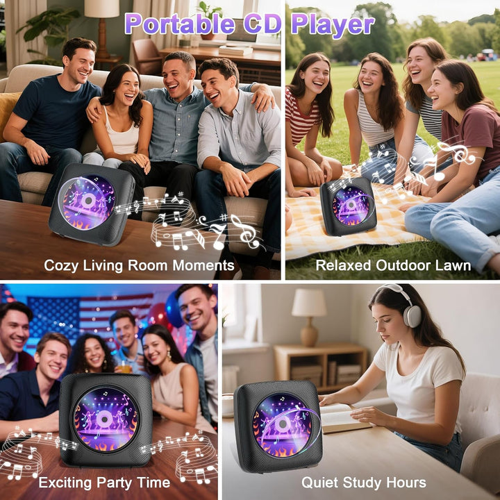 Gueray Tragbarer CD Player Tragbar : Radio CD Players Kinder CD-Player Discman mit 1800mAh Akku Laut