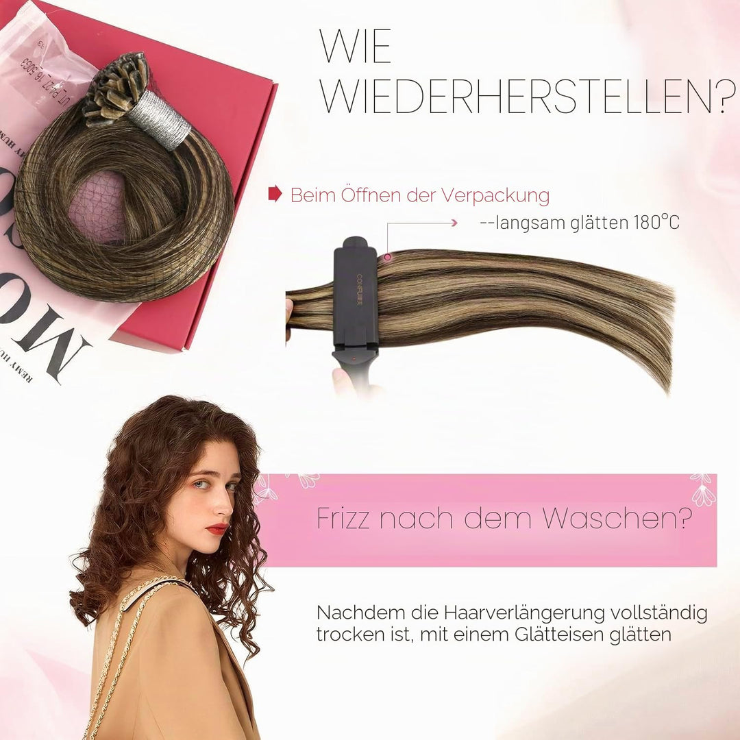 Moresoo Haarverlängerung Echthaar Bondings 55 cm Remy Echthaar Extensions Bondings 