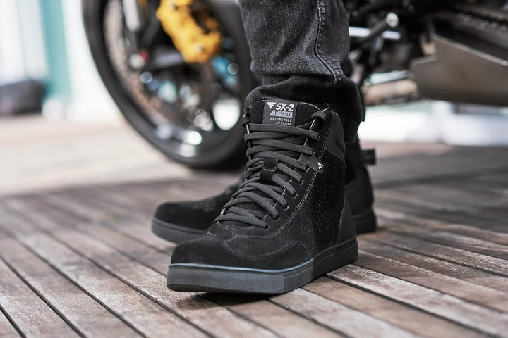 SHIMA SX-2 EVO Motorradschuhe für Herren - Atmungsaktiv, Verstärkte Leder Biker Motorradstiefel Männ