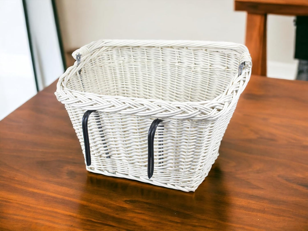 Wicker Basket for Bicycle - White, Bicycle Basket, Shopping Basket, Shopping Basket Kein Saum, Kein