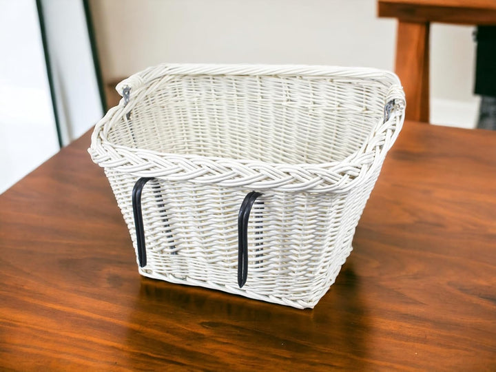 Wicker Basket for Bicycle - White, Bicycle Basket, Shopping Basket, Shopping Basket Kein Saum, Kein