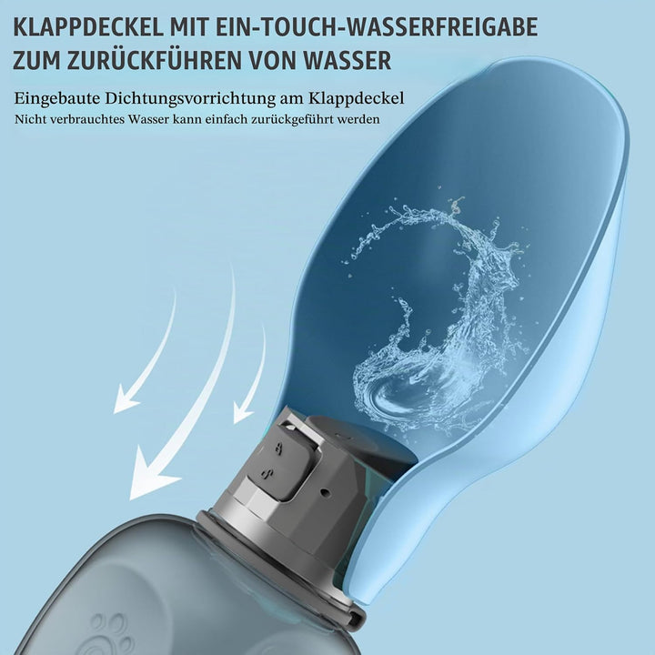 800ML Hunde Trinkflasche für Unterwegs, Auslaufsichere Wasserflasche für Hunde, Tragbare Haustier Hu
