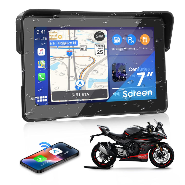 7 Zoll Motorrad Carplay Android Auto Motorrad Display für Motorräder, Navigationsgeräte mit Siri, G-