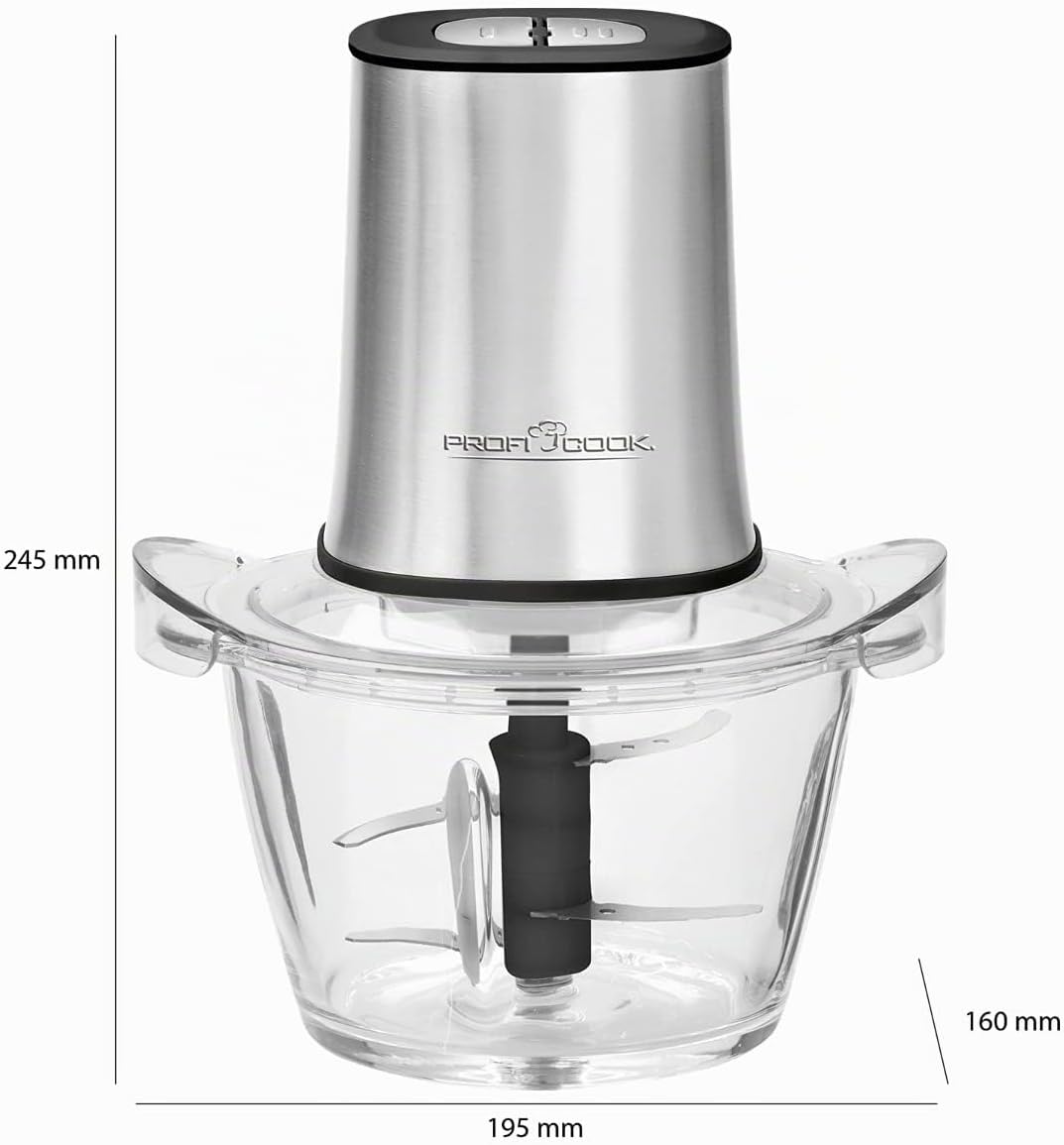 ProfiCook PC-MZ 1150 2in1 Multizerkleinerer und Ice Crusher, Edelstahlgehäuse, Glas-Mixbehälter (1 L