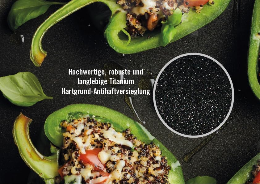 Woll Nowo Titanium Wok- und Rührpfanne mit Glasdeckel in Box - Induktiv -, Ø 32 cm, 11 cm hoch, mit