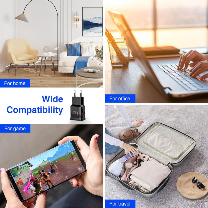 Ladegerät für Samsung Handy, (2-Pack) Schnellladegerät USB Netzteil mit USB C Ladekabel für Samsung