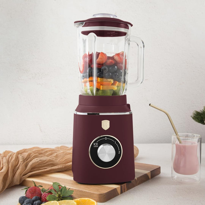 Berlinger Haus Stabmixer/Tischmixer mit Glasbehälter 1,5 L 1000 W/matt bordeaux/Leonardo Collection