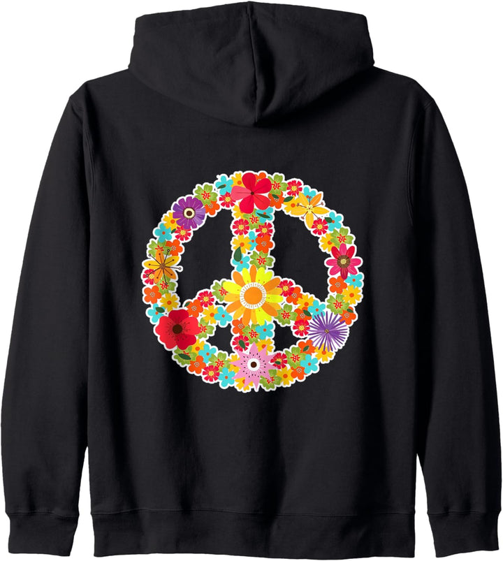 Flower Power Zeichen Retro 60er 70er Jahre Camper Hippie Bus Kapuzenjacke