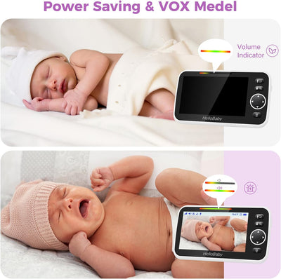 Babyphone mit Kamera und Audio HelloBaby Babyfon Video Baby Monitor 5" Grosser LCD Bildschirm & Fern