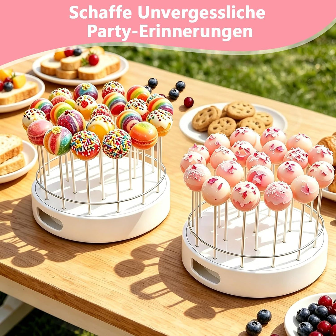 2 Stück Cake Pop Ständer, 22 Löcher Transparent Acryl Lollipop-Halter mit 100 Cake Pop Stiele und 10