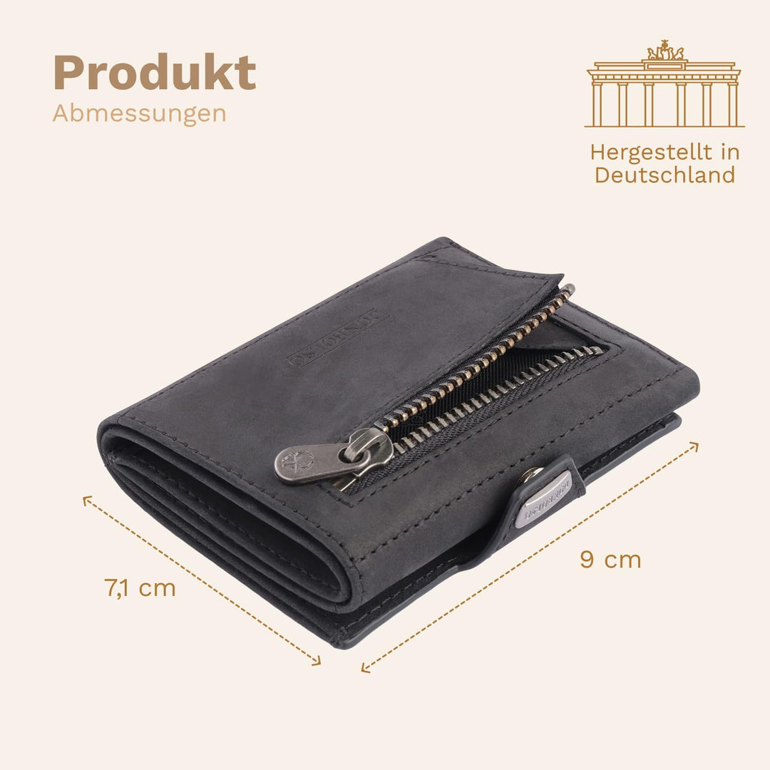 DONBOLSO Wallet NextGen Leder Slim Wallet mit Münzfach Geldbeutel mit RFID Schutz Kartenetui bis 11