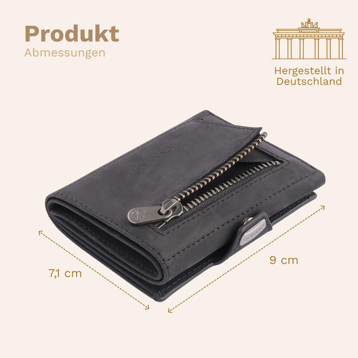 DONBOLSO Wallet NextGen Leder Slim Wallet mit Münzfach Geldbeutel mit RFID Schutz Kartenetui bis 11
