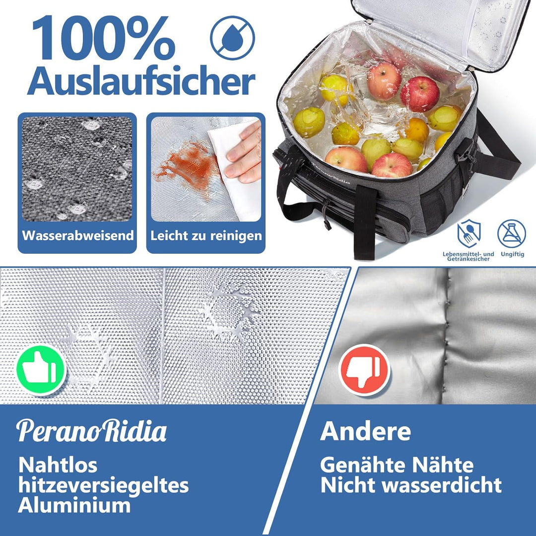 Kühltasche Faltbar für Unterwegs, Isoliertasche Thermotasche Cooler Bag für Essen & Getränke, Tragba