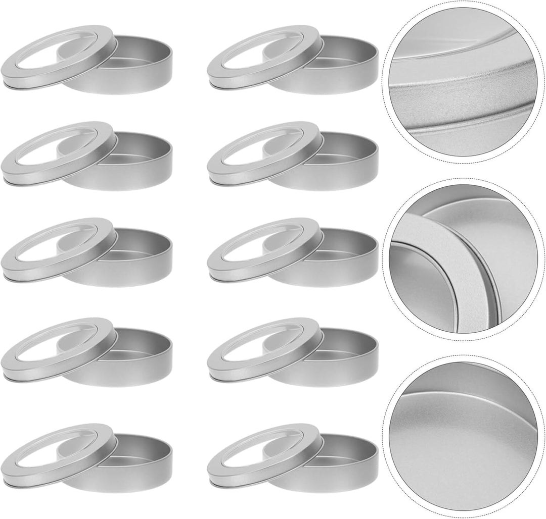 PRETYZOOM 10 StüCk PläTzchendosen Aus WeissBlech Kleine Blechdosen Mit Deckel Runde Aufbewahrungsbox