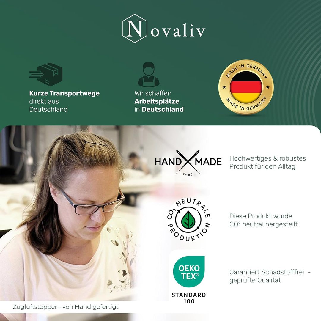 Zugluftstopper für Türen 100cm Natur Schurwolle – stoppt Zugluft & Kälte, dämpft Lärm/Staub/Licht, r