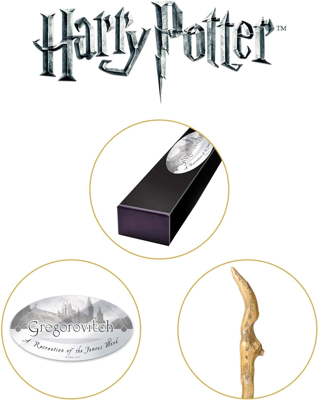 The Noble Collection - Gregorovitch Character Wand - 15in (39cm) Wizarding World Wand with Name Tag