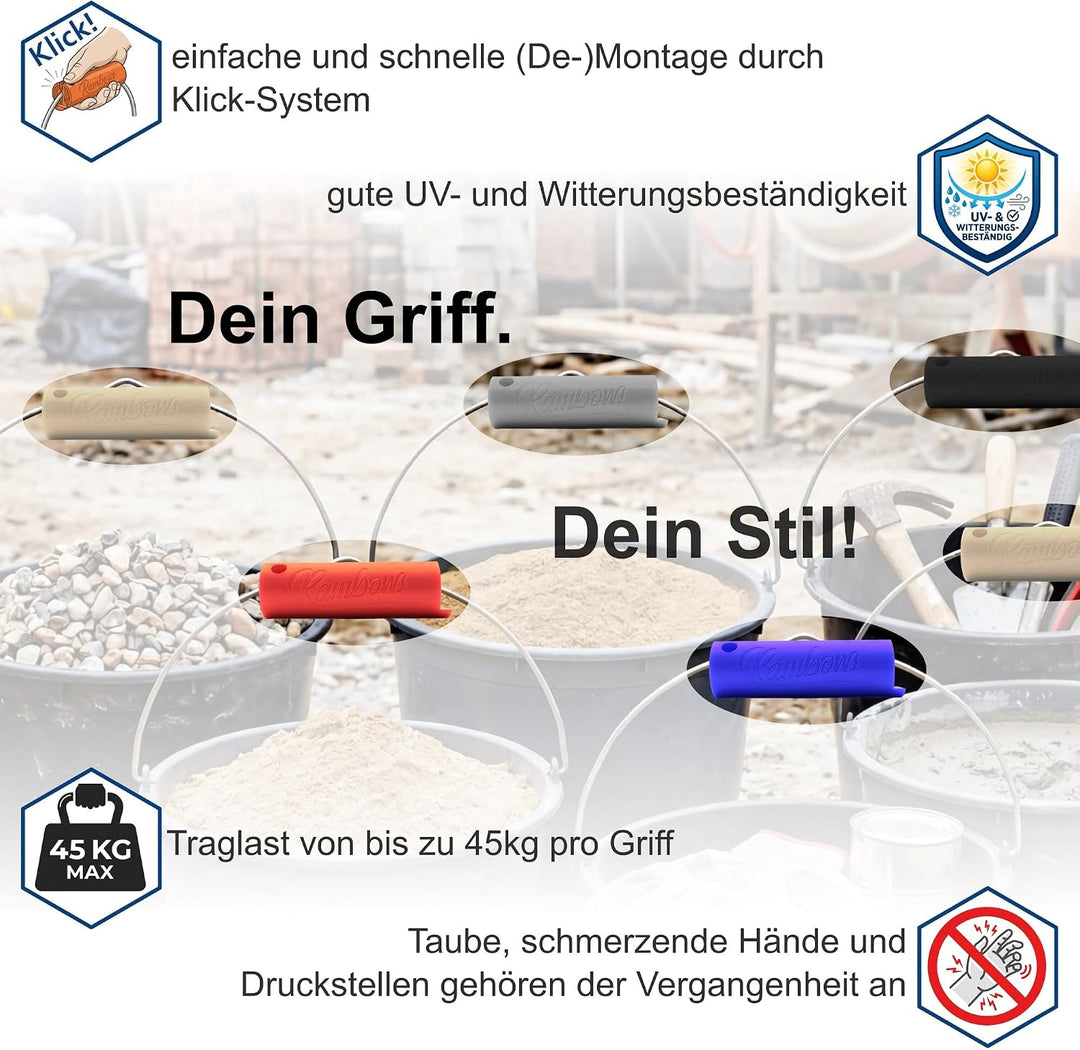 Nie wieder schmerzende Hände beim Eimertragen - Tragehilfe für Eimer mit Metallbügel – ergonomischer