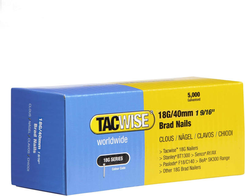 TACWISE 0400 Stauchkopfnägel Brad Typ 18G / 40 mm, verzinkt, 5000 Stück, 5000 Stück