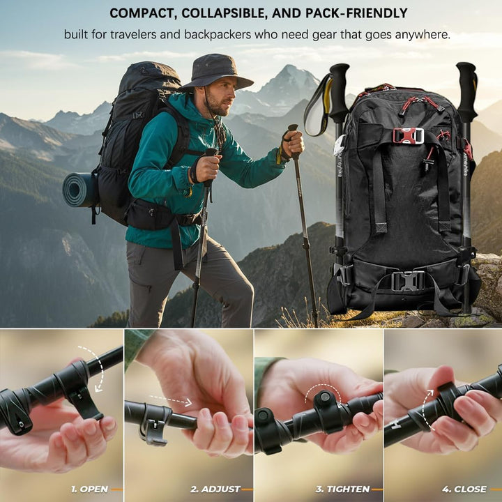 Trekkingstöcke Carbon Ultraleicht 169g – Verstellbare Teleskop Wanderstöcke 63–135cm mit Eva-Griff &
