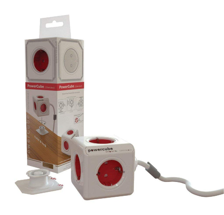 Allocacoc PowerCube Verlängerungskabel (3m, 5X Verteiler DE) 1307/DEEXPC Weiss,rot