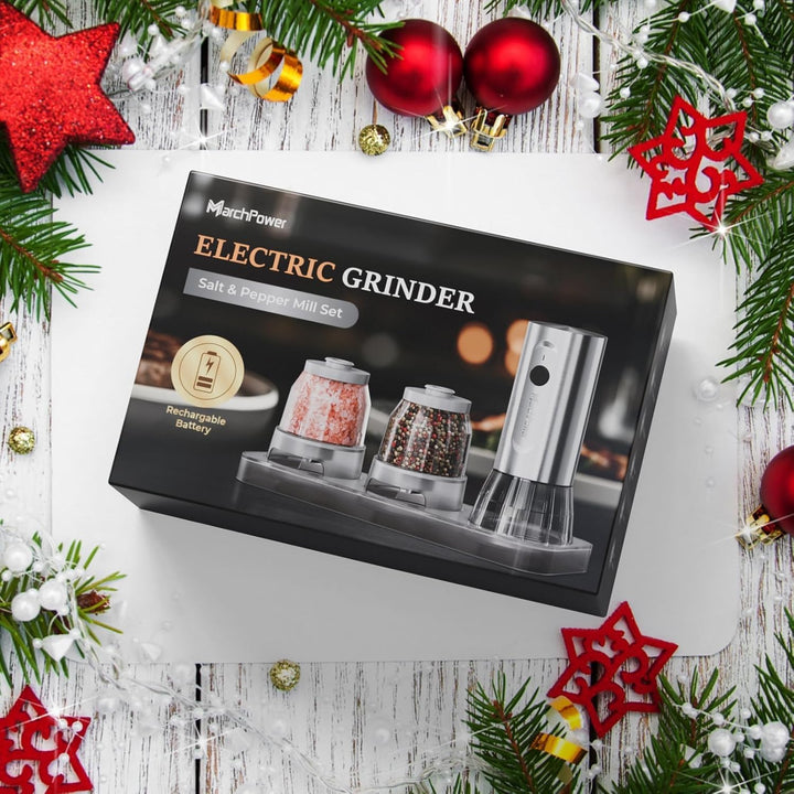 Marchpower elektrische Salz und Pfeffermühle Set, USB Wiederaufladbar, Edelstahl, 2 grosse Kapazität