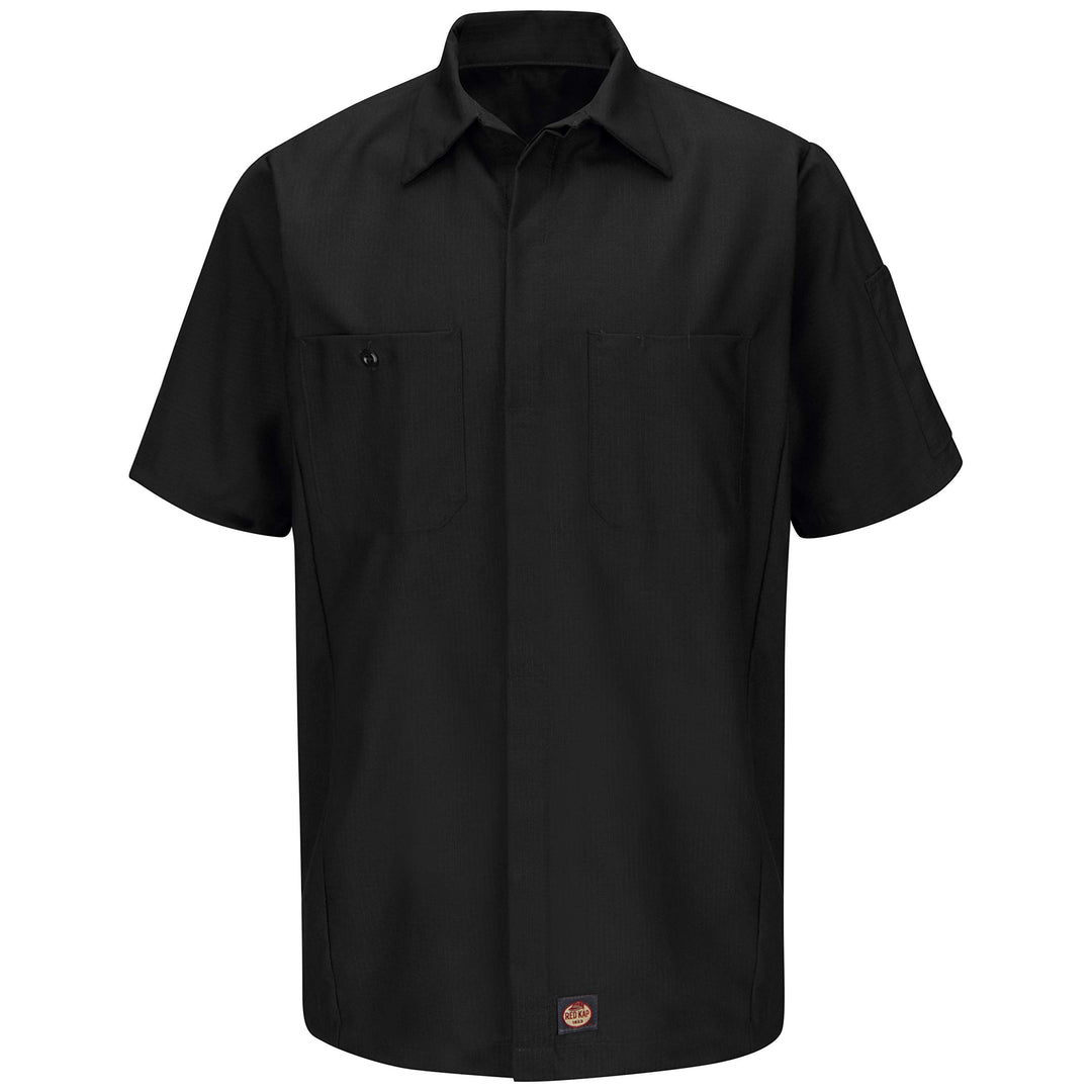 Red Kap Herren Herrenhemd, Kurzärmelig, Einfarbig Hemd (1er Pack) XL Schwarz, XL Schwarz