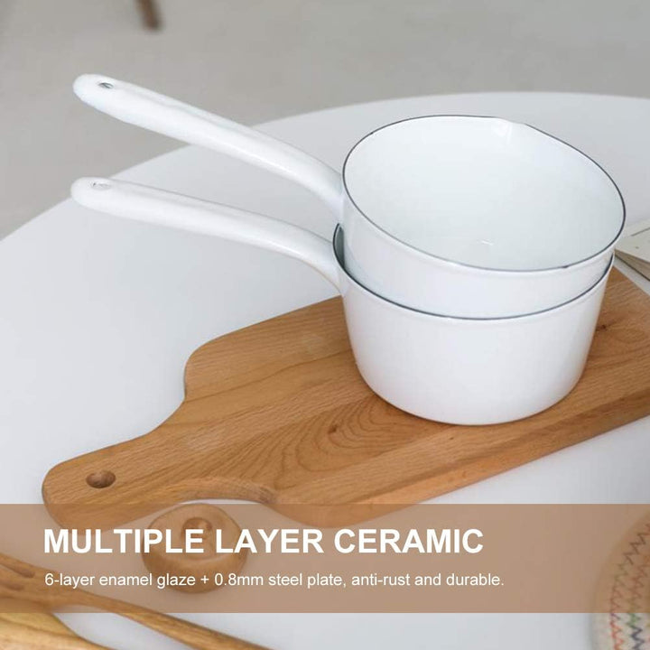 Emaille Milchtöpfe, 1.2L Kleine Emaille Stielkasserolle/Stieltopf Milchtopf Küche Geschirr für alle