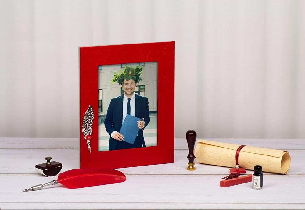Mareli Bilderrahmen für den Schulabschluss, tropisches Kunstleder, Rot, geeignet für Fotos 13 x 18 c