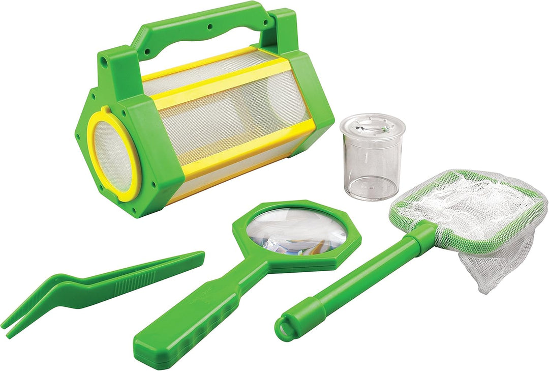 MEDUP BL033+Heft Insektenfang Set 5teilig Aufbewahrungsbox, Kescher, Lupe und Becherlupe mit extra L