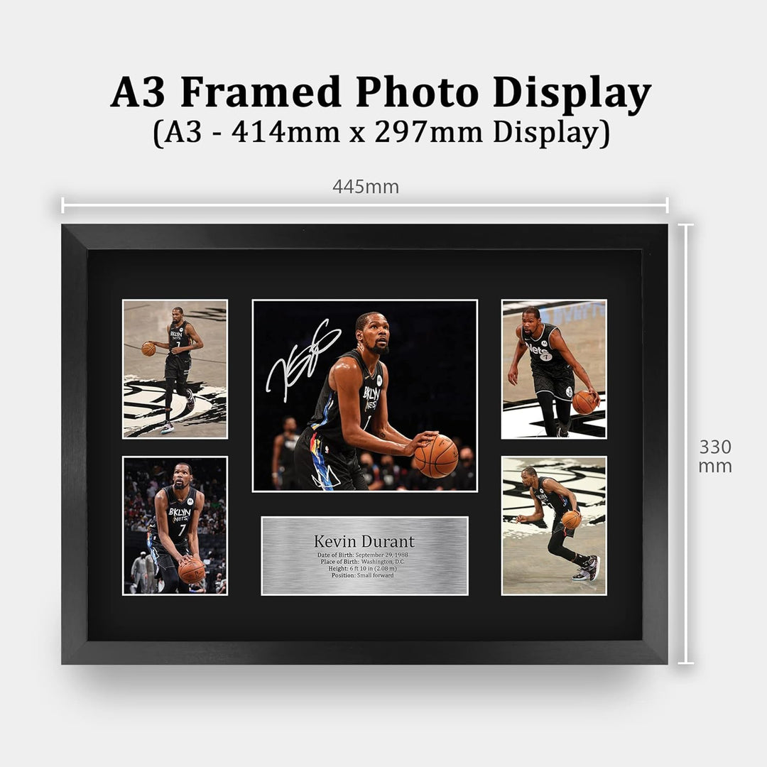 HWC Trading FR A3 Kevin Durant Brooklyn Nets Geschenke Gedruckt, Signiert Autogramm-Präsentation-Dis