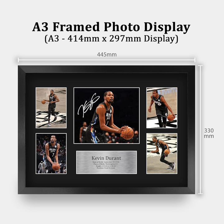 HWC Trading FR A3 Kevin Durant Brooklyn Nets Geschenke Gedruckt, Signiert Autogramm-Präsentation-Dis