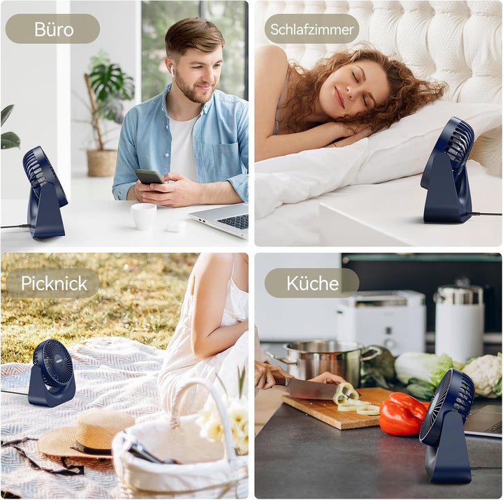 VOXON USB Tischventilator, Mini Ventilator mit 5 Geschwindigkeiten, Ventilator Leise, Usb Fan Klein