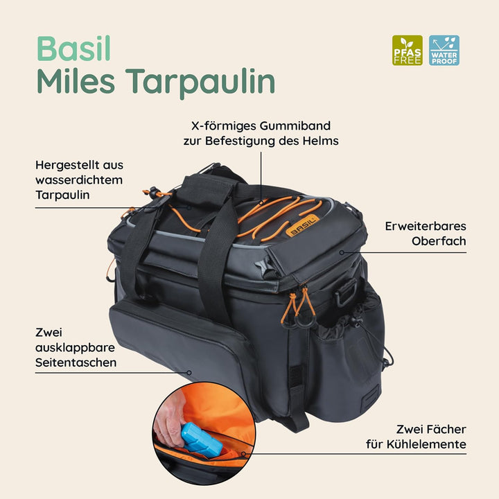 Basil Miles XL Pro Gepäckträgertasche 9-36ltr Schwarz Orange, 9-36ltr Schwarz Orange
