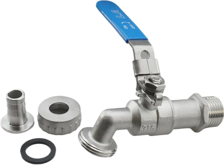 Kugelauslaufhahn Edelstahl V4A - PN 16 - Kugelhahn Wasserhahn, Druckluft - G 1/2" - G 3/4" - G 1" -