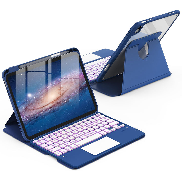 CACOE Drehbare Hülle mit Tastatur für iPad (A16) 11/10 Generation (11/10.9 Zoll) 2025/2022 mit Touch