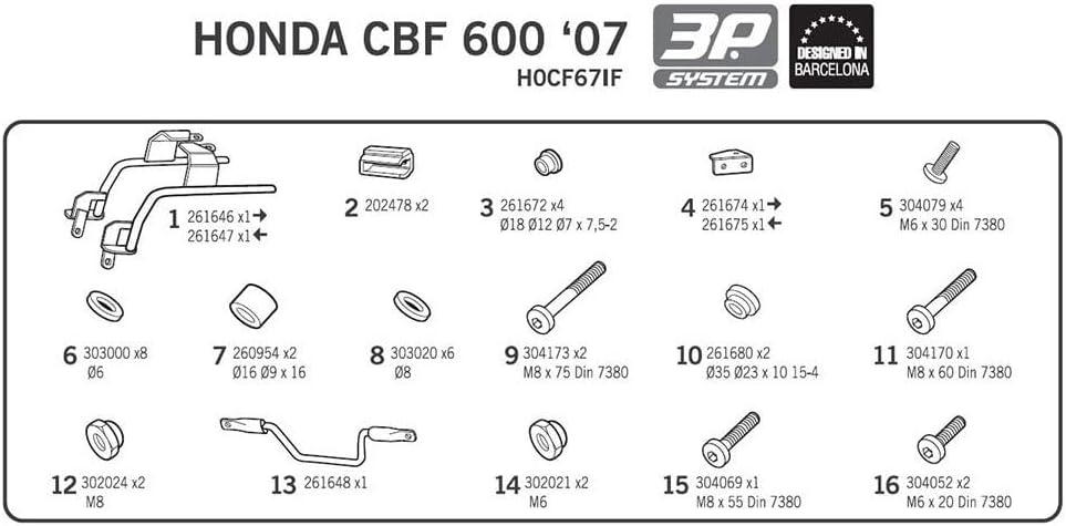 H0cf67if - seitliche satteltaschen halterungen, dübel, befestigungen 3p system