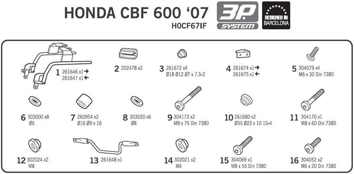 H0cf67if - seitliche satteltaschen halterungen, dübel, befestigungen 3p system